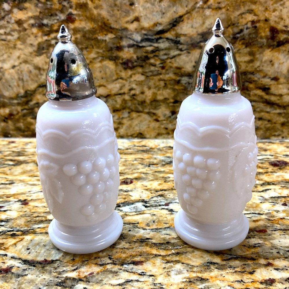 Vintage Milk Glass Salt & Pepper Shakers
